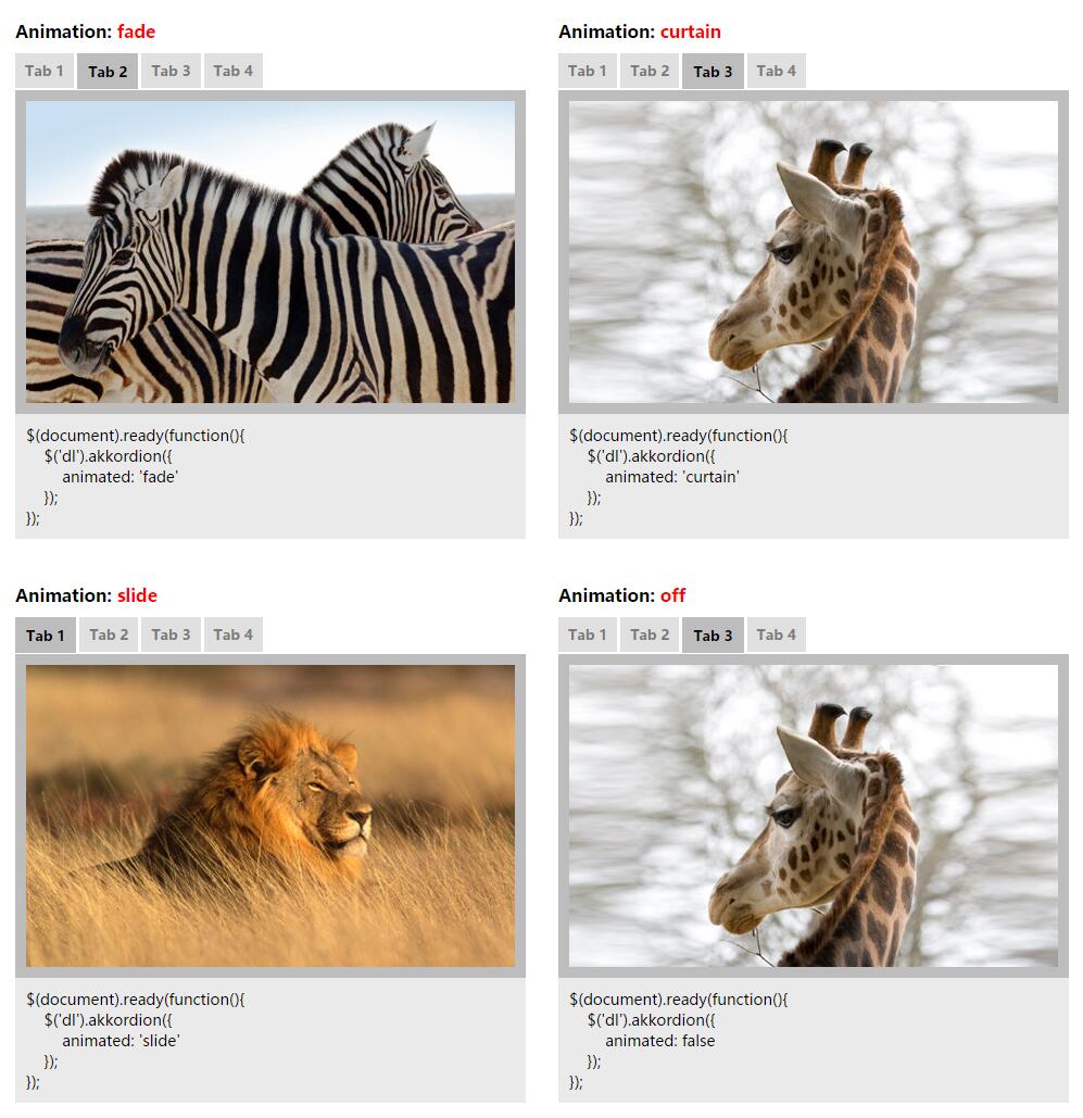 jQuery多种动画样式选项卡切换图片特效代码