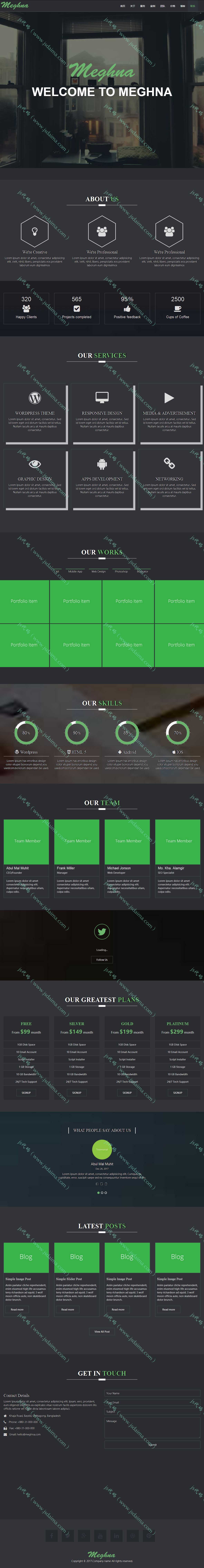 HTML5绿色高端大气响应式网络科技服务公司网站模板