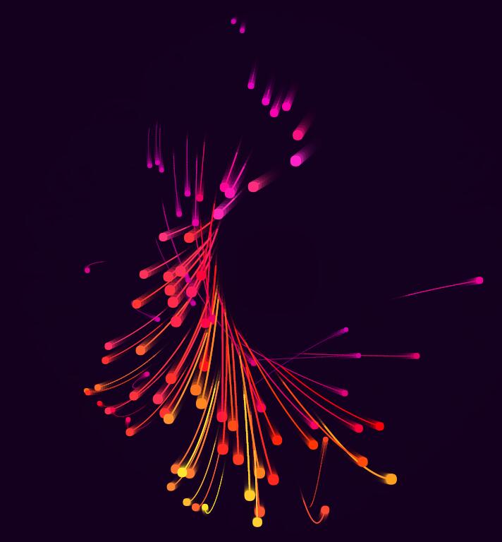 多彩线条粒子聚合分散组成各种图案特效动画代码