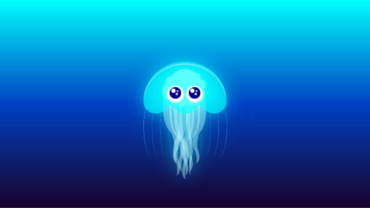 非常可爱的深海游动水母纯CSS特效动画