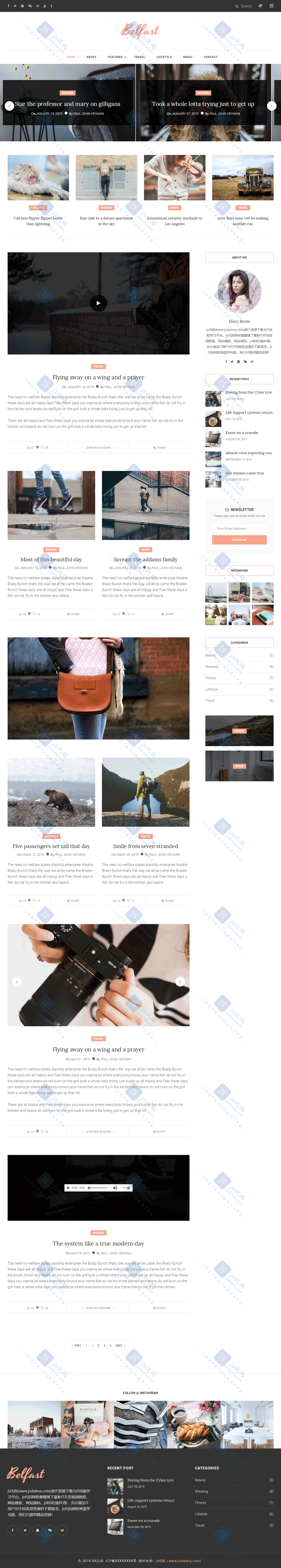 宽屏简洁大气个人艺术摄影博客HTML5响应式网站模板