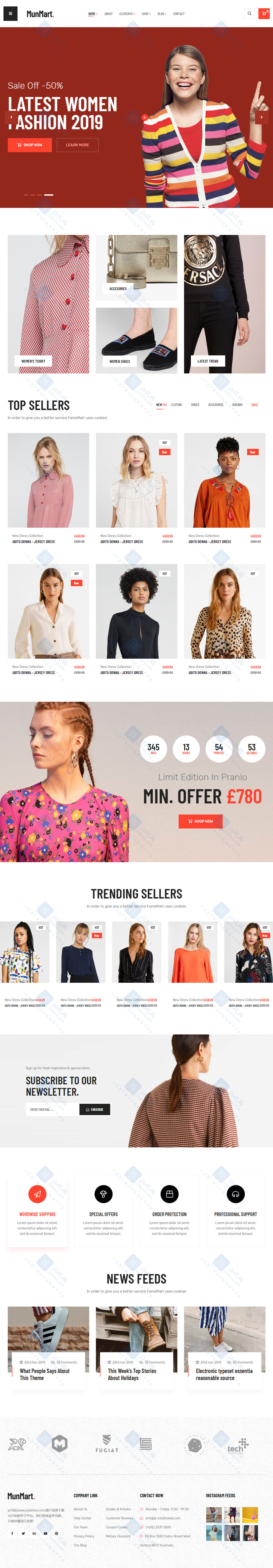 宽屏大气时尚服装服饰网店商城HTML5响应式网站模板