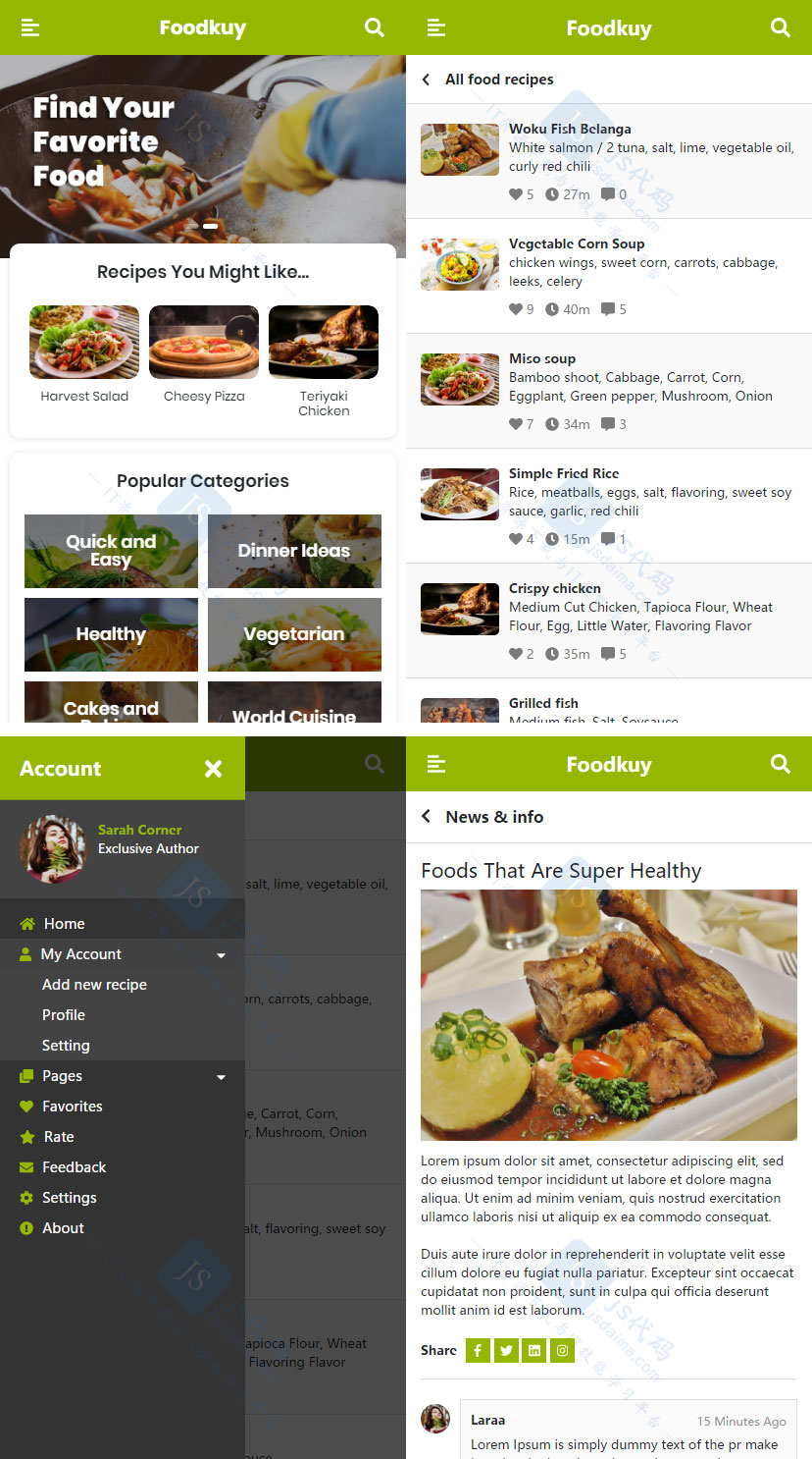 HTML5通用型美食餐饮商家公司企业网上平台手机网站模板