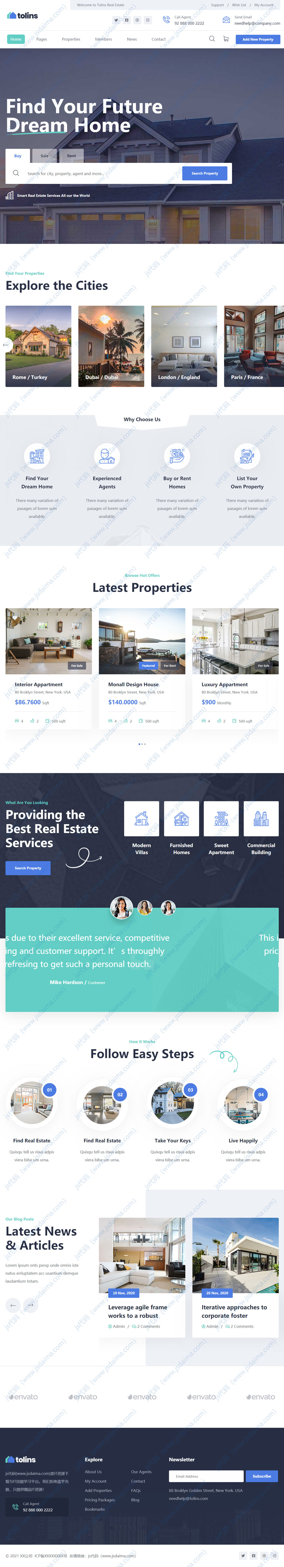 html5房屋租售代理房地产开发公司网站模板
